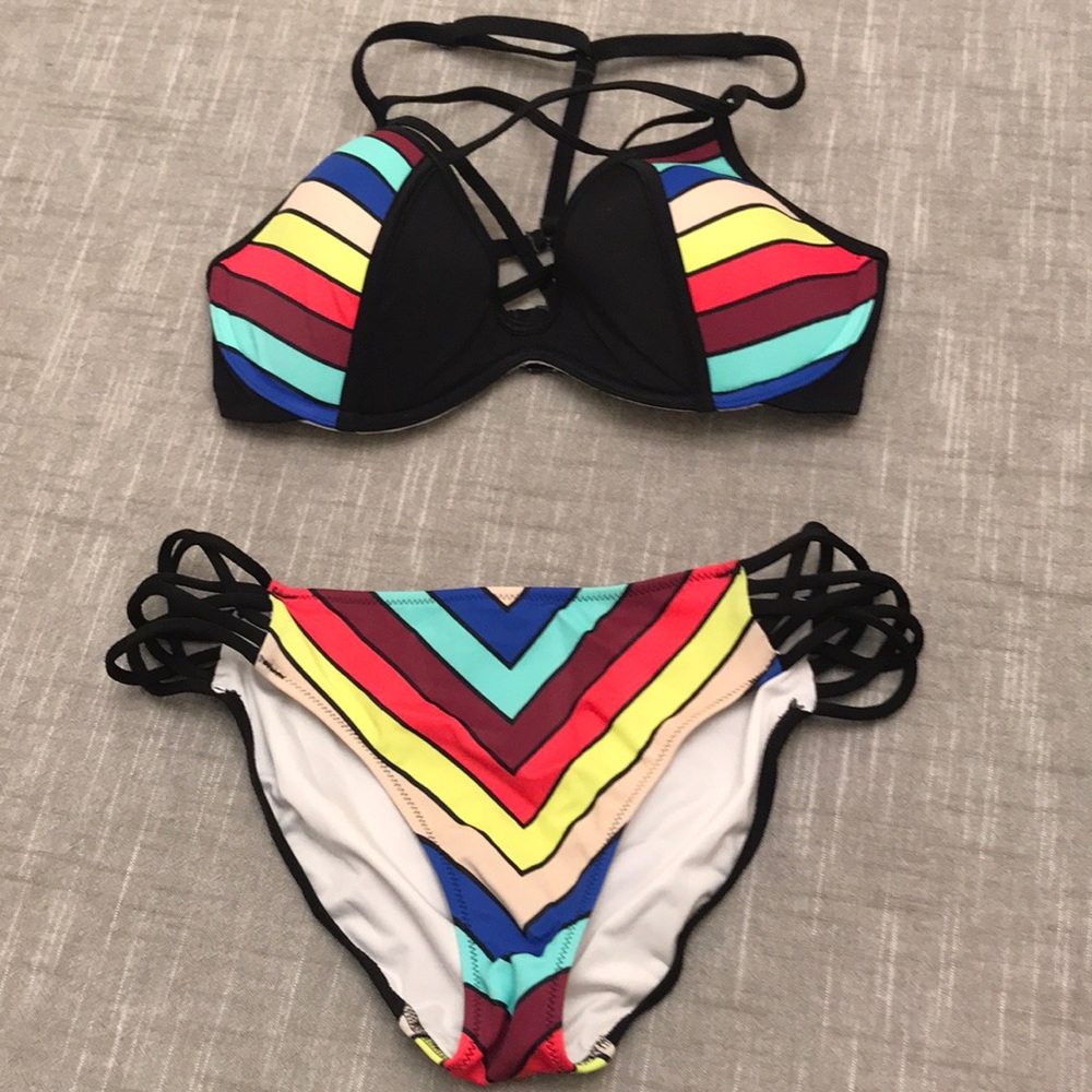 VS PINK Rainbow Swim Set Medium